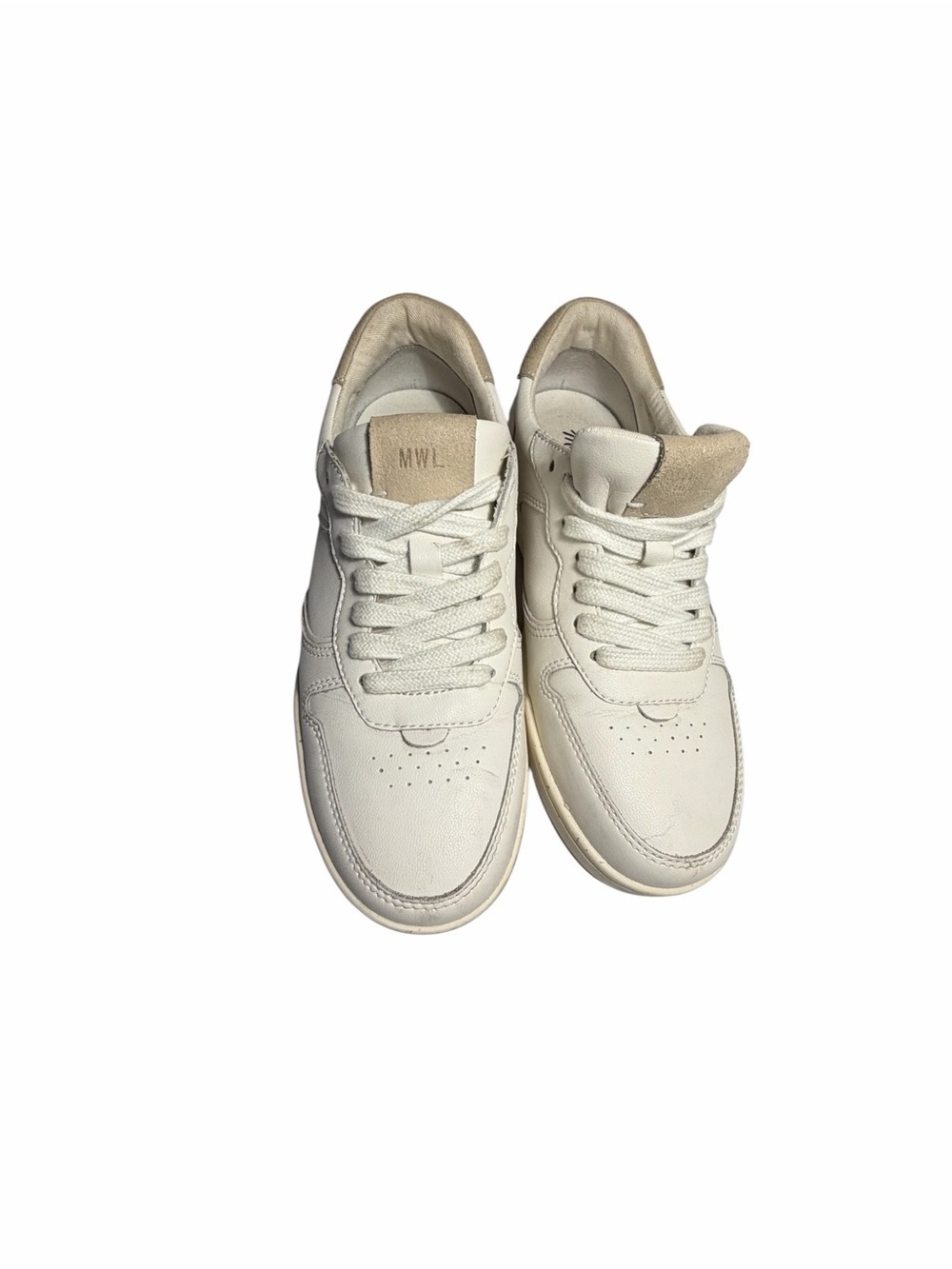 Madewell Cream and Tan Leather Low-Top Court Sneakers Womens 7M